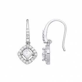 925 Sterling Silver CZ Fancy Drop Earrings