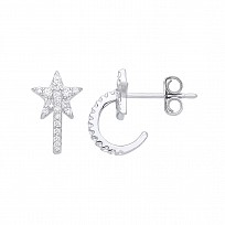 925 Sterling Silver CZ Heart Hoop Earring