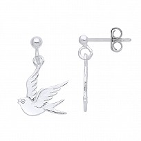 925 Sterling Silver Dove Drop Earrings