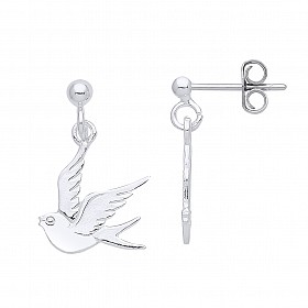 925 Sterling Silver Dove Drop Earrings