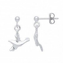 925 Sterling Silver Bird Drop Earrings