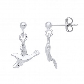 925 Sterling Silver Bird Drop Earrings