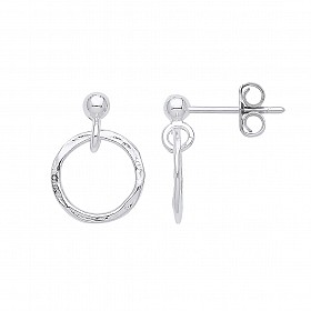 925 Sterling Silver Fancy Hoop Drop Earrings