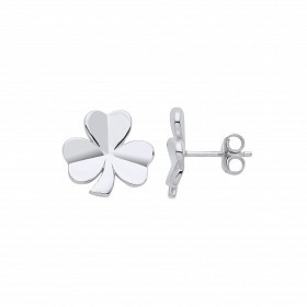 925 Sterling Silver Clover Leaf Stud Earrings