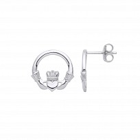 Silver Claddagh Stud Earrings