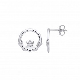 925 Sterling Silver Claddagh Stud Earrings