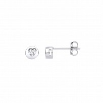 Silver CZ Heart Stud Earrings