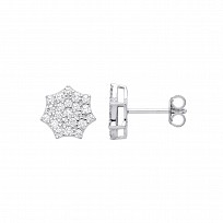 Silver CZ Cluster Stud Earrings