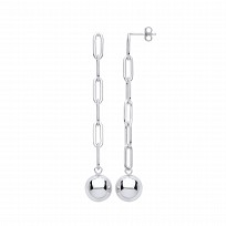 Silver Paper Link Ball Drop Earrings
