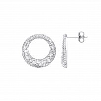 Silver CZ Polo Drop Earrings