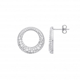 Silver CZ Polo Drop Earrings