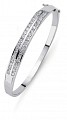 925 Sterling Silver Cubic Zirconia Double Row Channel Set Bangle