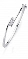 925 Sterling Silver CZ 3 Stone Channel Set Twist Bangle