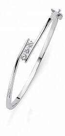 925 Sterling Silver CZ 3 Stone Channel Set Twist Bangle