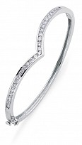 925 Sterling Silver CZ Channel Set Wishbone Bangle