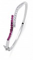 925 Sterling Silver Cubic Zirconia Ruby & White Twist Bangle