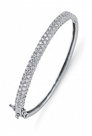 Children's 925 Sterling Silver CZ Clawset Double Row Bangle