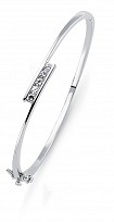 925 Sterling Silver Cubic Zirconia 5 Stone Channel Set Twist Bangle