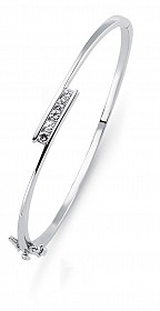 925 Sterling Silver Cubic Zirconia 5 Stone Channel Set Twist Bangle