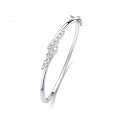 925 Sterling Silver Cubic Zirconia Double Row Crossover Bangle