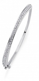925 Sterling Silver Cubic Zirconia Half Eternity Bangle