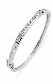 925 Sterling Silver CZ Channel Set Bangle