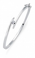 925 Sterling Silver Cubic Zirconia Single Stone Twist Bangle