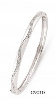 925 Sterling Silver Cubic Zirconia Wave Style Bangle