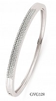 925 Sterling Silver Cubic Zirconia Micro Pave Bangle