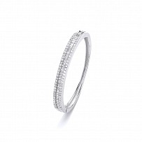 Children's 925 Sterling Silver CZ Channel Set Double Row Bangle
