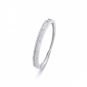 Children's 925 Sterling Silver CZ Channel Set Double Row Bangle