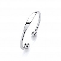 ladies 925 Sterling Silver ID Torque Bangle rhodium