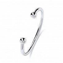 Mens 925 Sterling Silver Torque Bangle rhodium