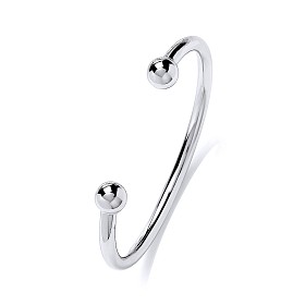 Mens 925 Sterling Silver Torque Bangle rhodium