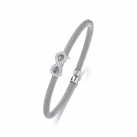 925 Sterling Silver Ladies CZ Infinity Bangle