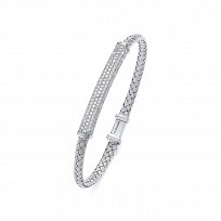 925 Sterling Silver CZ Bar Bangle