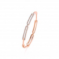 Rose Gold Plated Pave Fancy Bangle