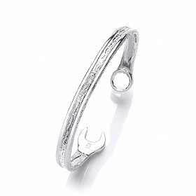 925 Sterling Silver Gents Spanner Bangle With Engraved Detail