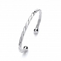 925 Sterling Silver Gents Twist Torque Bangle