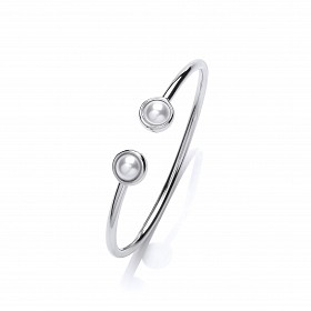 Sterling 925 Sterling Silver Pearl Torque Bangle