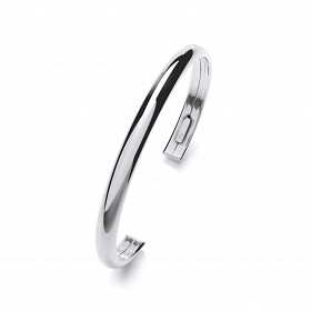 925 Sterling Silver Plain Dome Torque Bangle