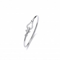 925 Sterling Silver Fancy CZ Hook & Screw Catch Bangle