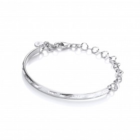 925 Sterling Silver Fancy Adjustable Bangle With Engraved Detailing