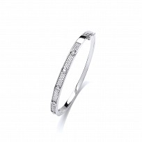925 Sterling Silver CZ Pave Set Fancy Bangle
