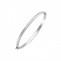 925 Sterling Silver Diamond Cut Fancy Hinged Bangle
