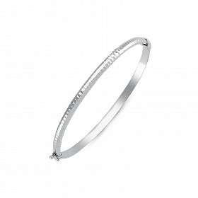 925 Sterling Silver Diamond Cut Fancy Hinged Bangle