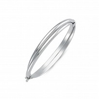 925 Sterling Silver Ladies Plain Twist Hinged Bangle