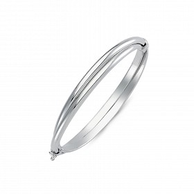 925 Sterling Silver Ladies Plain Twist Hinged Bangle