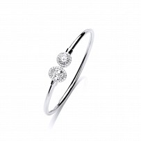 925 Sterling Silver CZ Fancy Torque Bangle With Round & Oval Stones