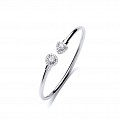 925 Sterling Silver CZ Fancy Torque Bangle Round & Triangle Shape Stones